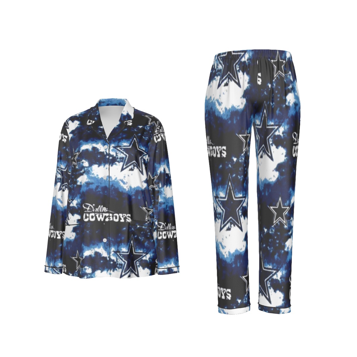 Dallas Cowboys Zubaz All-Over Print Women's Long Sleeve Pajama Set With Black Contrast Piping - Image 4