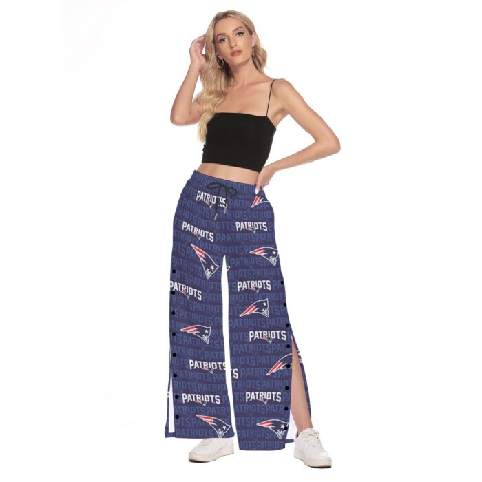 New England Patriots Zubaz All-Over Print Women's Side Slit Snap Button Trousers - Image 3