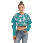 Miami Dolphins Zubaz All-Over Print Women's Heavy Fleece Hoodie With Hollow Out Sleeve - Image 3