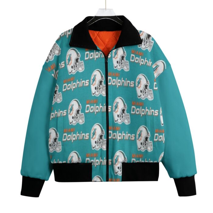 Miami Dolphins Zubaz All-Over Print Unisex Knitted Fleece Lapel Outwear - Image 4