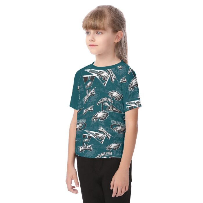 Philadelphia Eagles Zubaz All-Over Print Kid's Raglan Sleeve T-shirt - Image 3