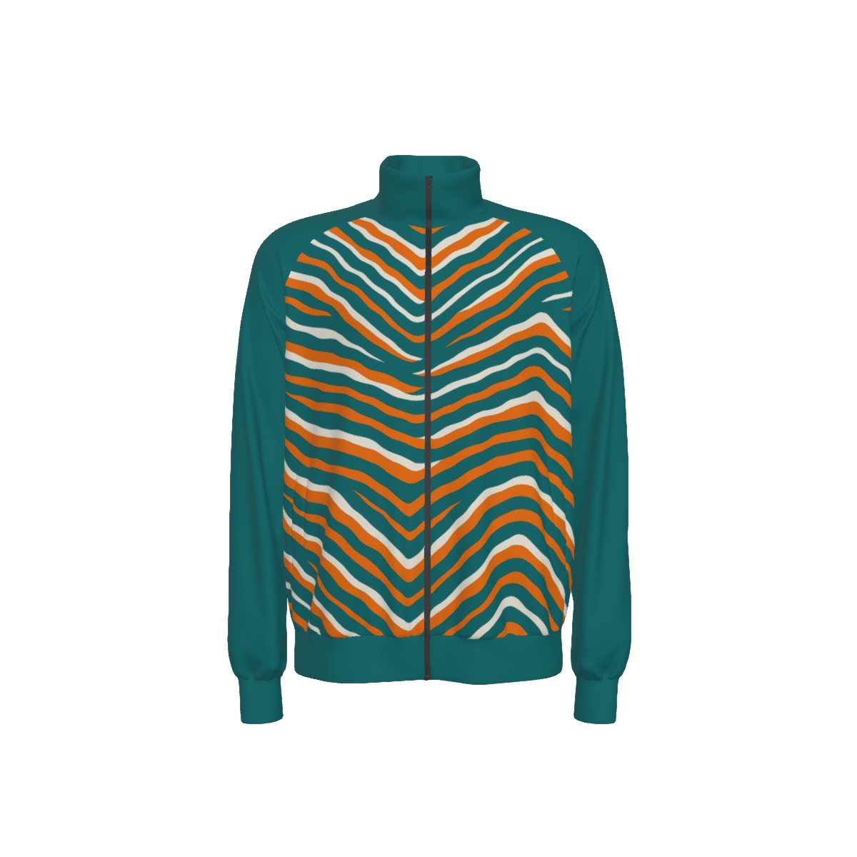 Miami Dolphins Zubaz All-Over Print Men's Raglan-Sleeve Stand Collar Jacket - Image 3