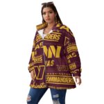Washington Commanders Unisex Borg Fleece Stand-up Collar Coat With Zipper Closure(Plus Size) - Image 2