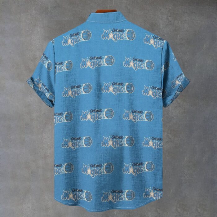 Orlando Magic Men's Stand Collar Shirt|110GSM Imitation Flax - Image 2