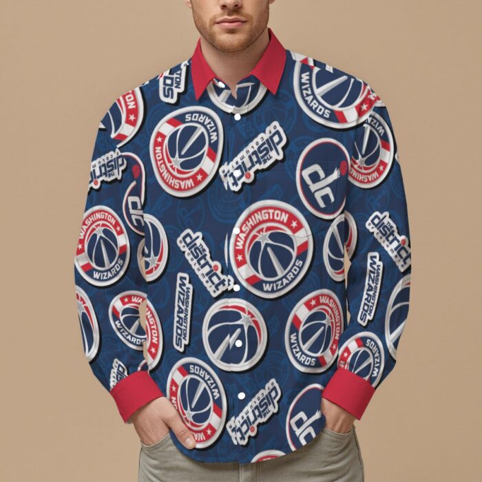 Washington Wizards Men's Slim Fit Long Sleeve Shirt - Image 1