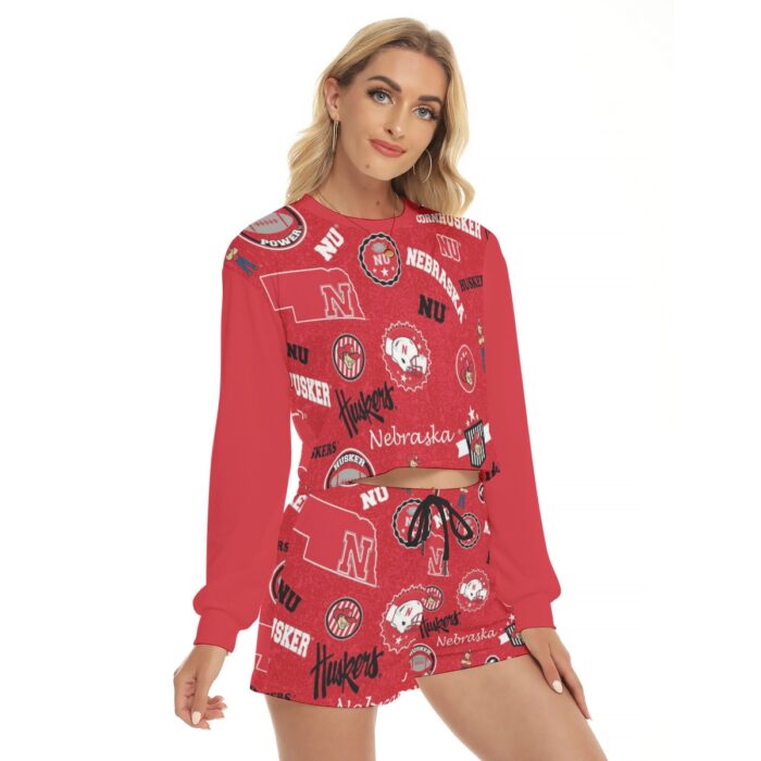 Nebraska Lincoln Cornhuskers Women's Short Sweatshirt And Pants Suit - Image 3