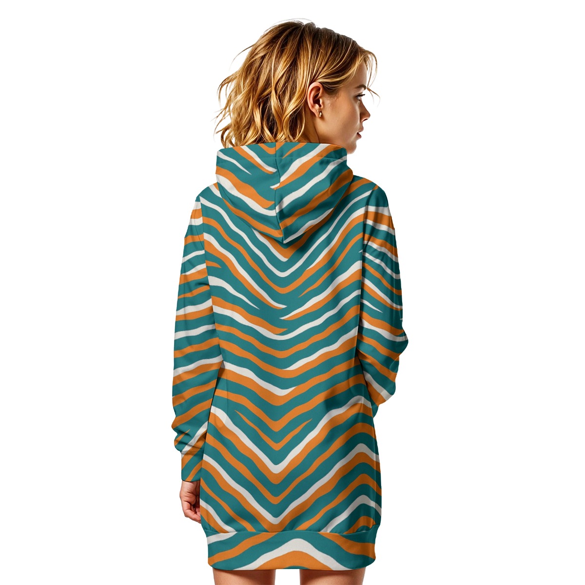 Miami Dolphins Zubaz All-Over Print Women's Heavy Fleece Long Hoodie