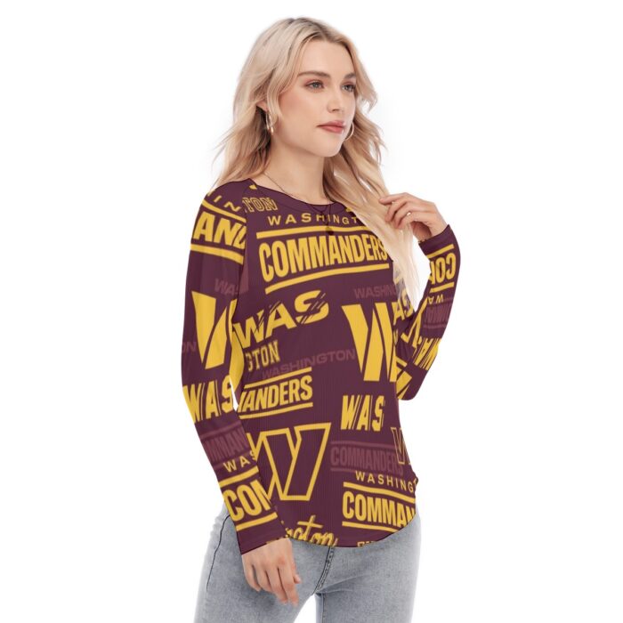 Washington Commanders Women's Raglan Sleeves U-Shaped Hem Long Sleeves Blouse - Image 3