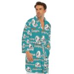 Miami Dolphins Zubaz All-Over Print Men's Borg Fleece Robe - Image 7