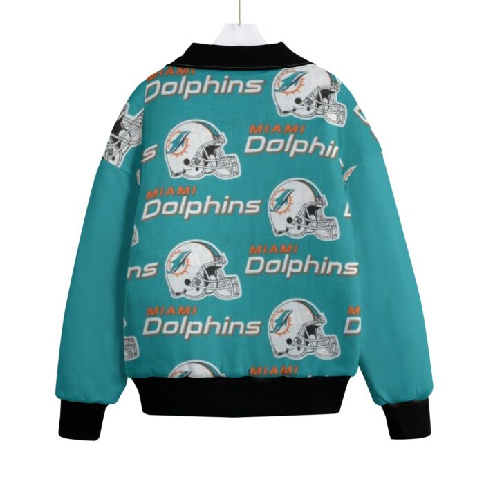 Miami Dolphins Zubaz All-Over Print Unisex Knitted Fleece Lapel Outwear - Image 2