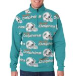 Miami Dolphins Zubaz All-Over Print Men's Hidden Half-Zip Placket Hoodie - Image 2