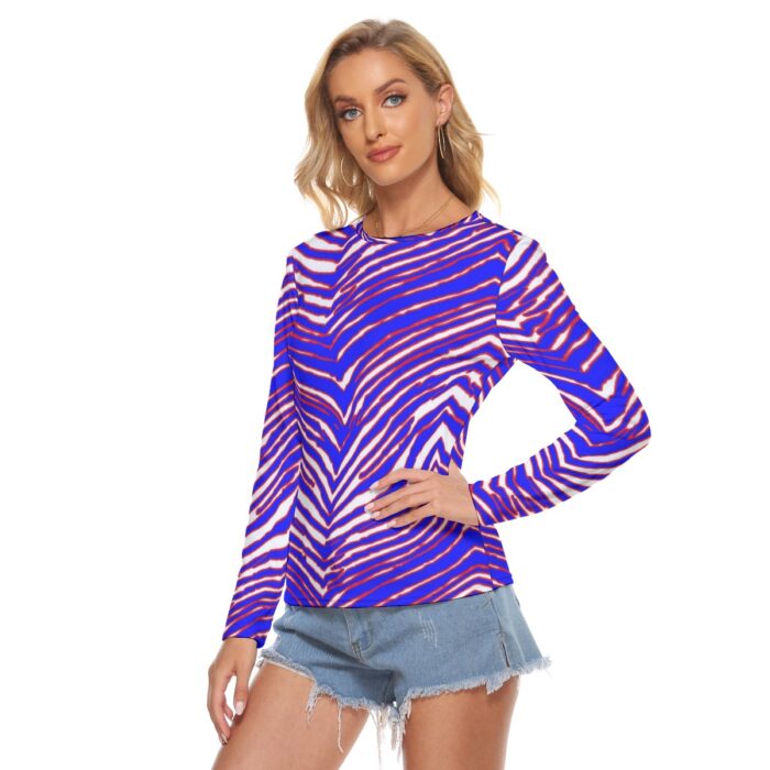 Buffalo Bills Zubaz All Over Print Women's Stretchable long Sleeve Top - Image 4