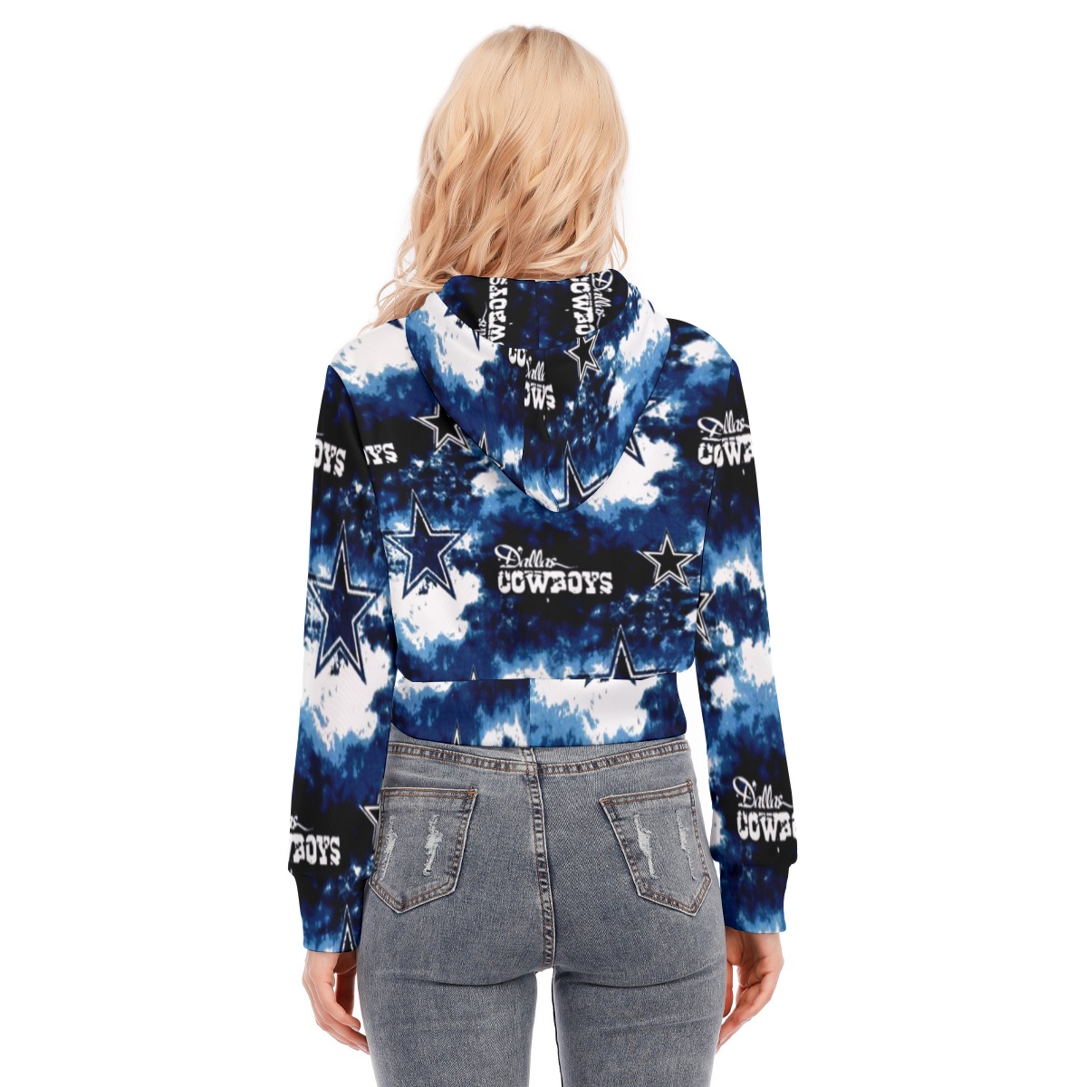 Dallas Cowboys Zubaz All-Over Print Women's Crop Top Hoodie With Zipper Closure - Image 2