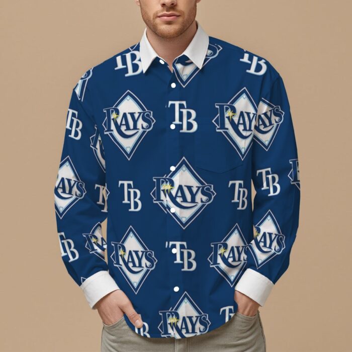 Tampa Bay Rays Men's Slim Fit Long Sleeve Shirt - Image 1