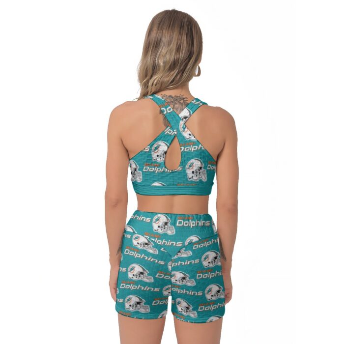 Miami Dolphins Zubaz All-Over Print Women's Sports Bra Suit - Image 3