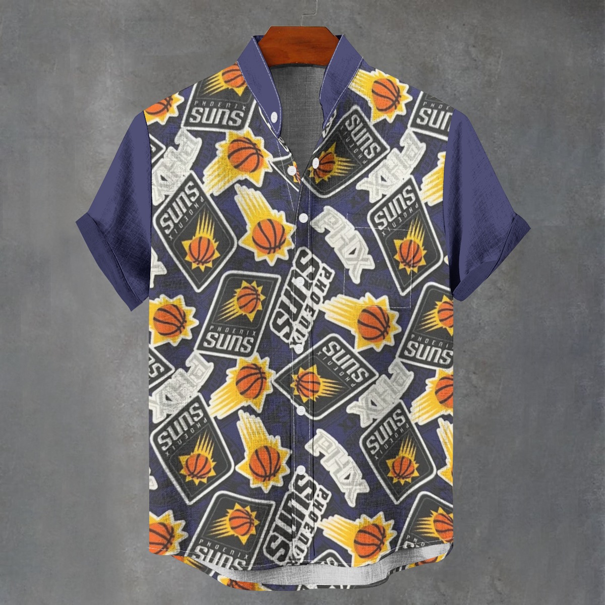 Phoenix Suns Men's Stand Collar Shirt|110GSM Imitation Flax - Image 3