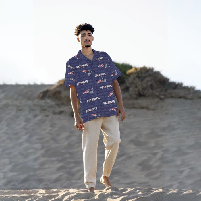 New England Patriots All-Over Print Men's Hawaiian Shirt With Button Closure - Image 2