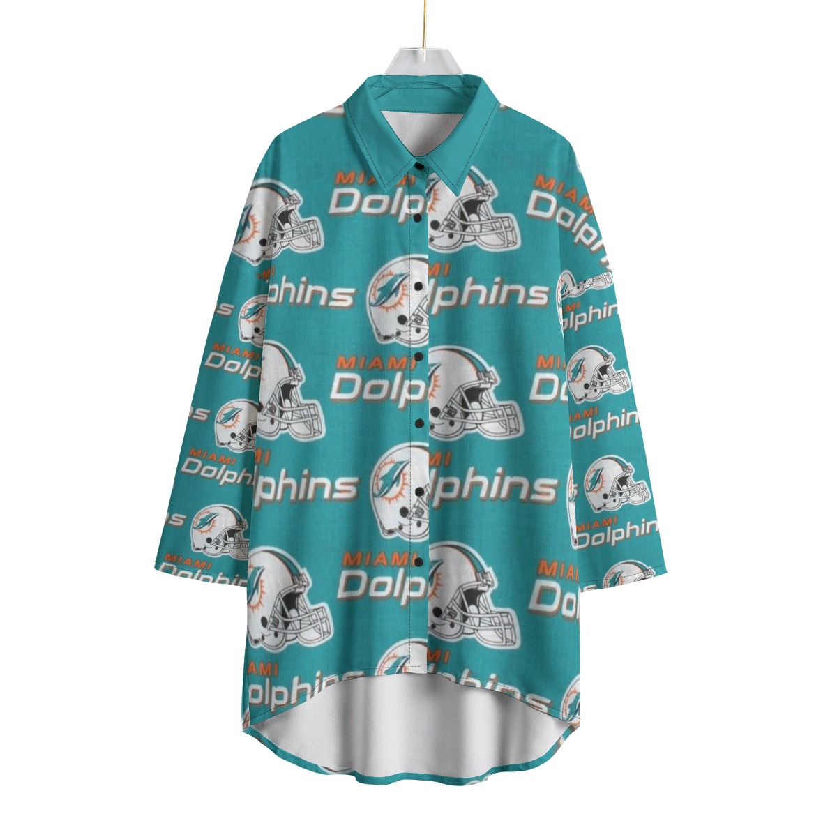 Miami Dolphins Zubaz All-Over Print Women's Chiffon Shirt With Elbow Sleeve - Image 4