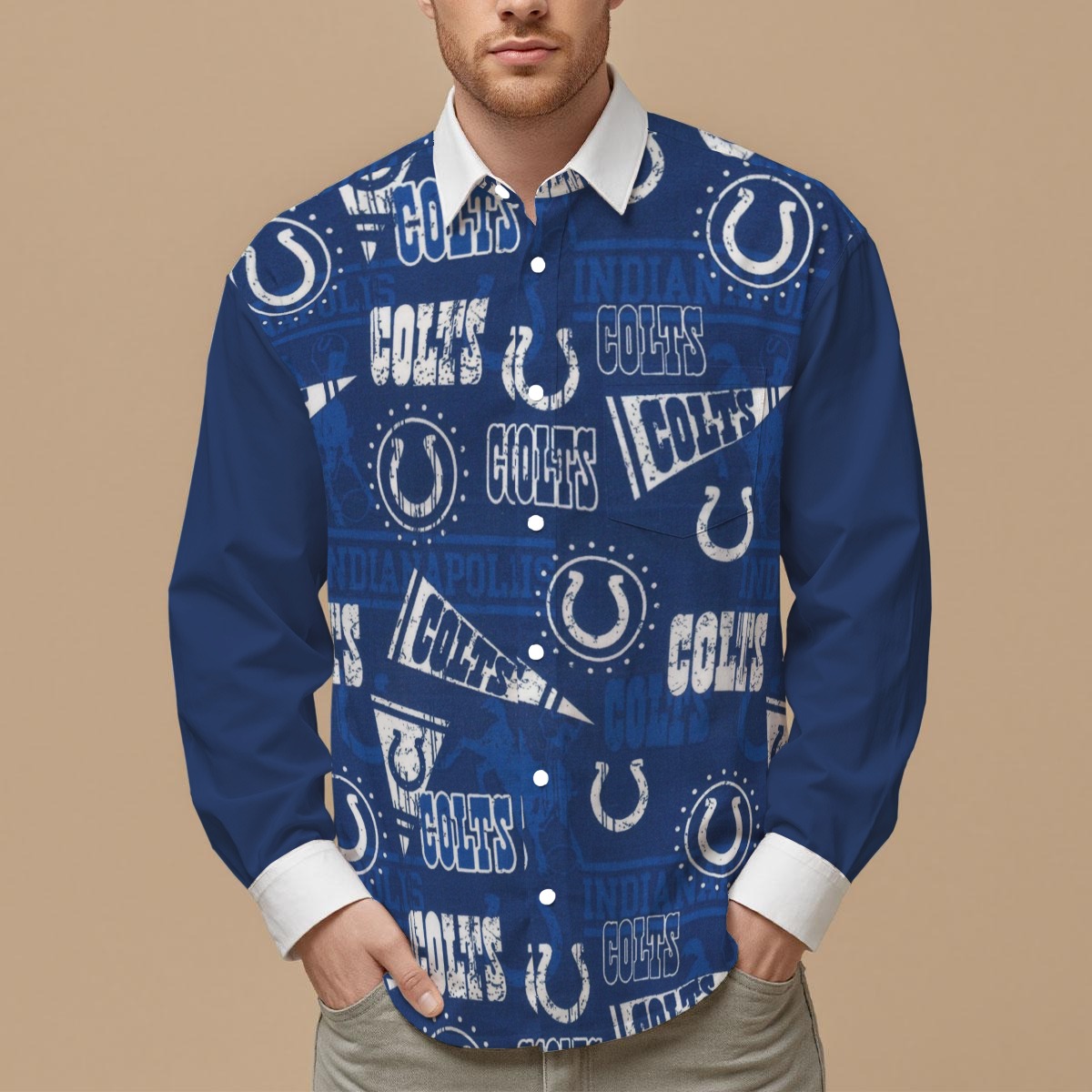 Indianapolis Colts Men's Slim Fit Long Sleeve Shirt