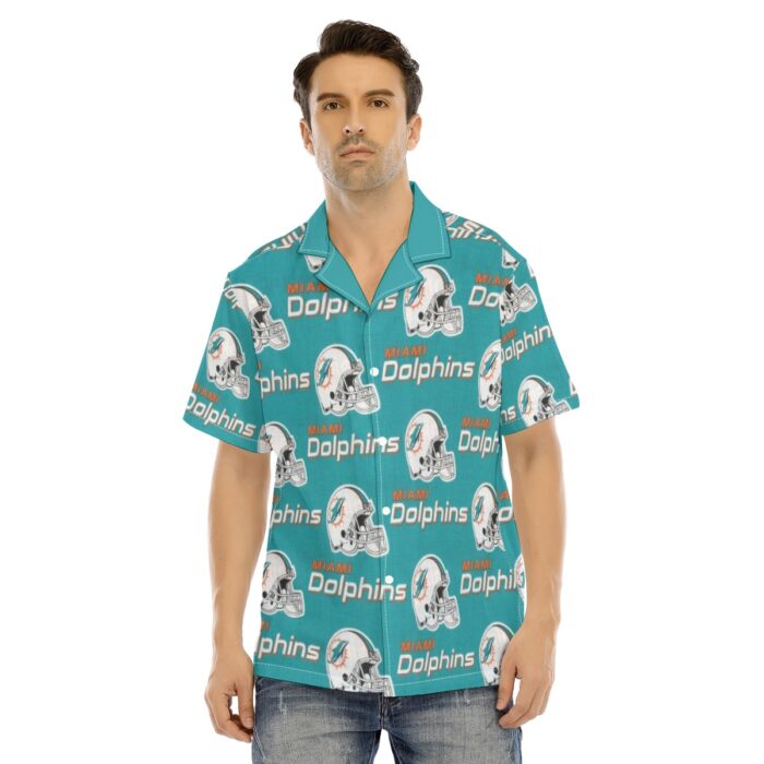 Miami Dolphins Zubaz All-Over Print Man's Short Sleeves Shirt - Image 4