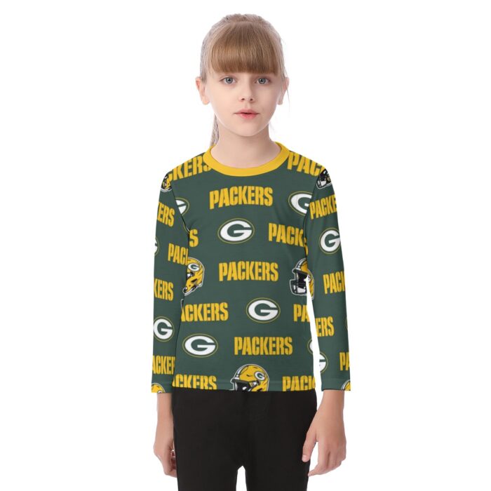 Green Bay Packers All-Over Print Kid's O-neck Long Sleeve T-shirt - Image 2