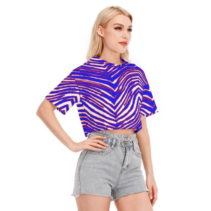 Buffalo Bills Zubaz All-Over Print Women's Cropped T-shirt | 190GSM Cotton - Image 3