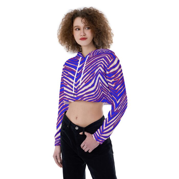 Buffalo Bills Zubaz All-Over Print Women's Crop Top Hoodie - Image 2
