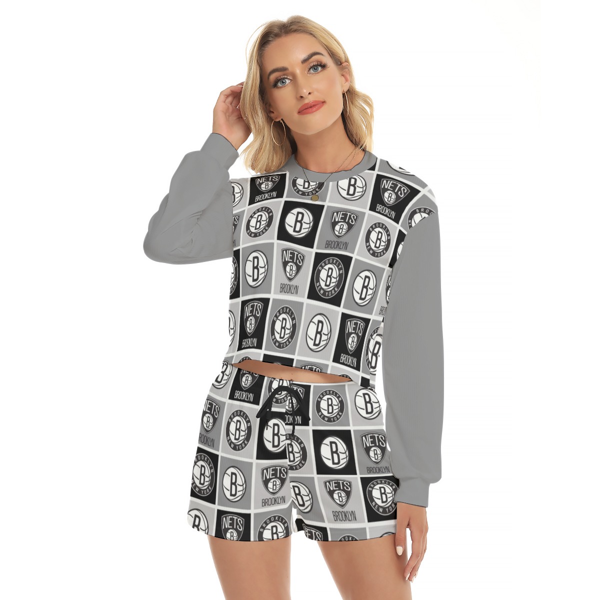 Brooklyn Nets Women's Short Sweatshirt And Pants Suit