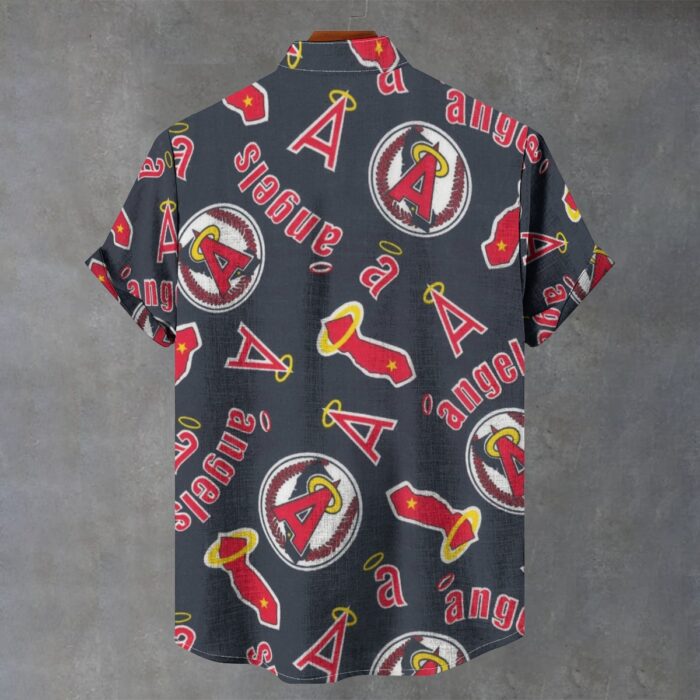 Los Angeles Angels Men's Stand Collar Shirt|110GSM Imitation Flax - Image 2