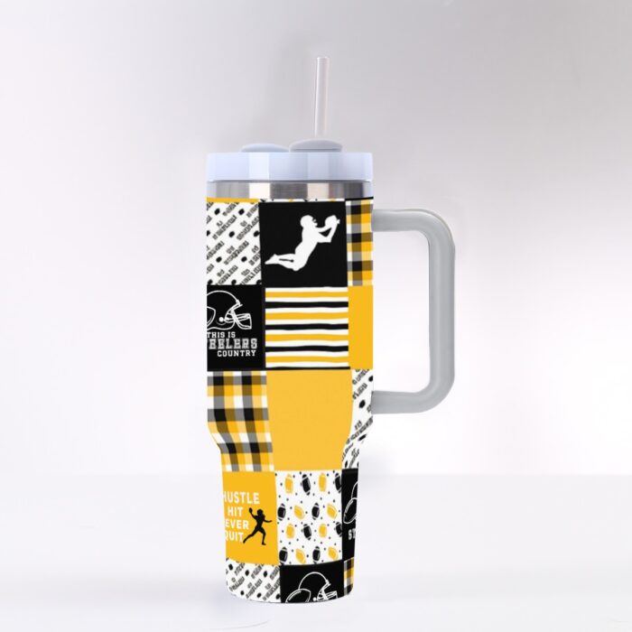 Pittsburgh Steelers Zubaz 40 oz Tumbler With Handle - Image 6
