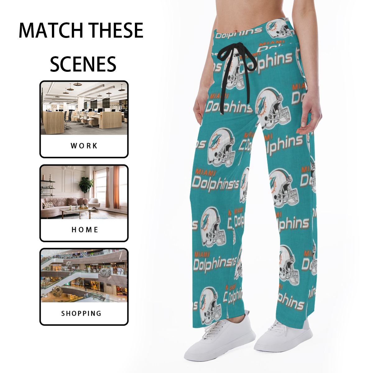 Miami Dolphins Zubaz All-Over Print Women's High-waisted Straight-leg Trousers