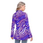 Buffalo Bills Zubaz All-Over Print Women's Long-sleeved Heap-neck Slim Casual Tunic Blouse - Image 4