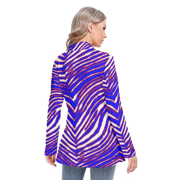 Buffalo Bills Zubaz All-Over Print Women's Long-sleeved Heap-neck Slim Casual Tunic Blouse - Image 4