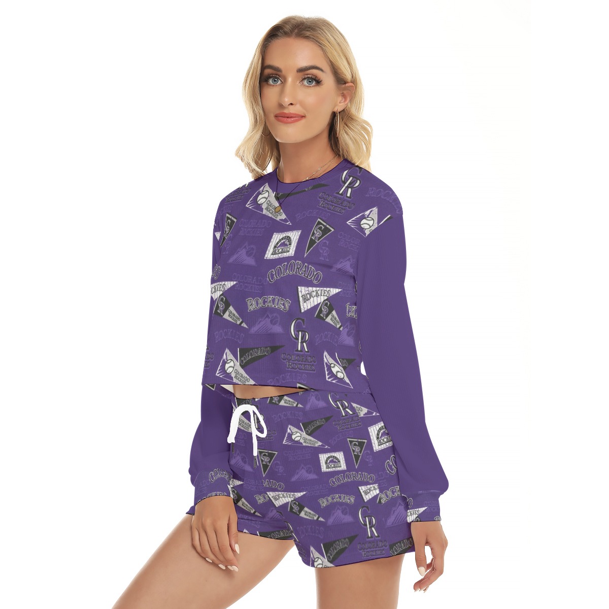 Colorado Rockies Women's Short Sweatshirt And Pants Suit - Image 2