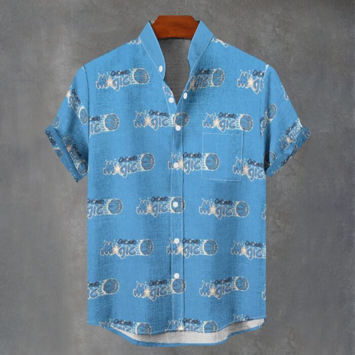 Orlando Magic Men's Stand Collar Shirt|110GSM Imitation Flax - Image 3
