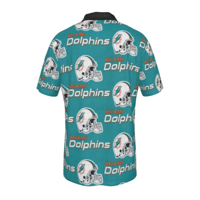 Miami Dolphins Zubaz All-Over Print Men's Lapel Zip Short Sleeve POLO - Image 3