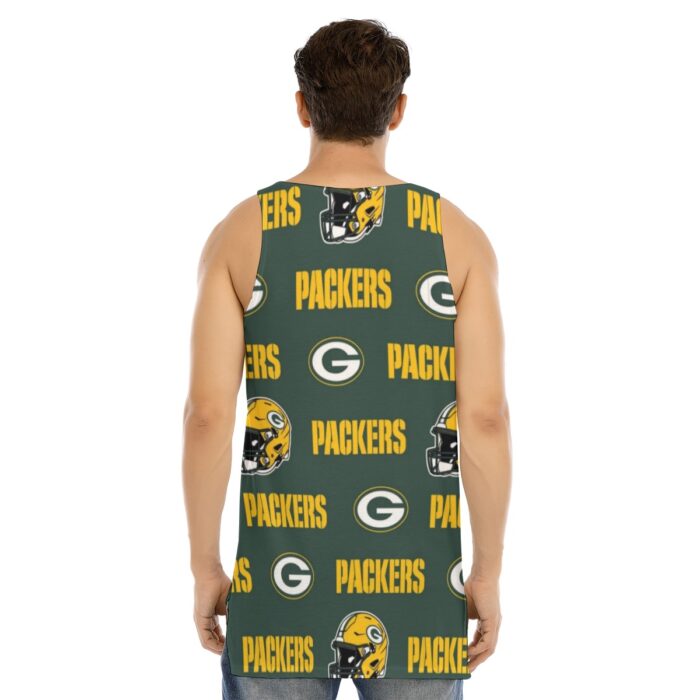 Green Bay Packers All-Over Print Men's Curved Hem Long Tank Top - Image 2