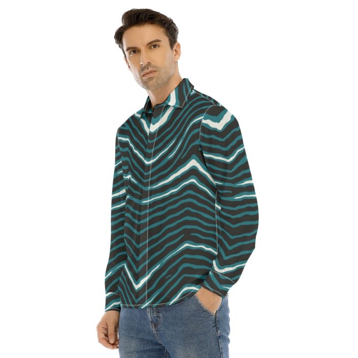 Philadelphia Eagles Zubaz All-Over Print Men's Lapel Collar Shirt With Concealed Placket - Image 3