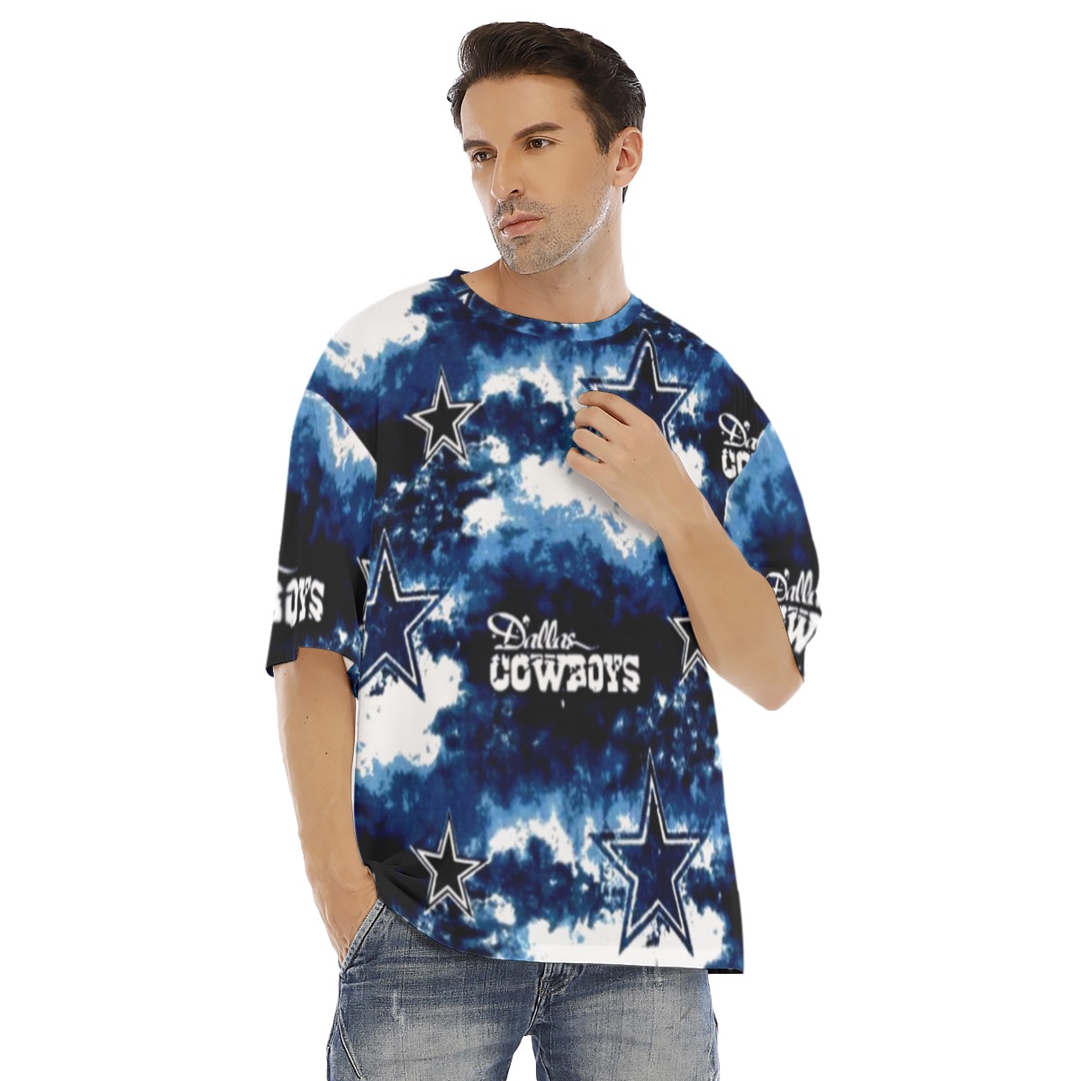 Dallas Cowboys Zubaz All-Over Print Men's Drop Shoulder T-shirt With Short Sleeve - Image 2