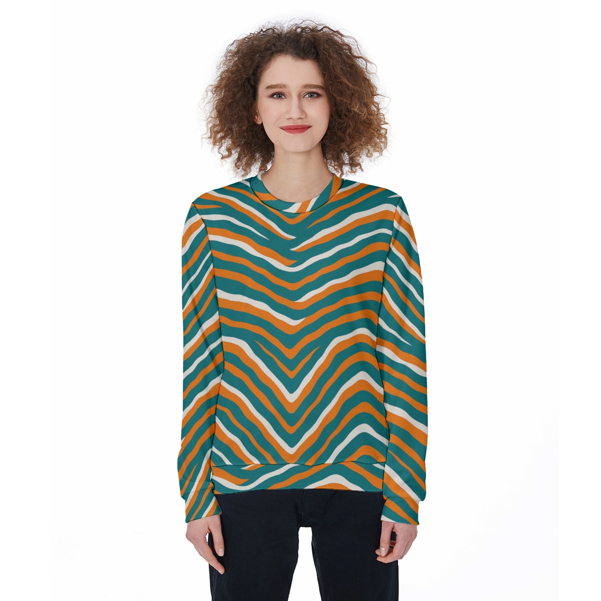 Miami Dolphins Zubaz All-Over Print Women's Loose Sweatshirt