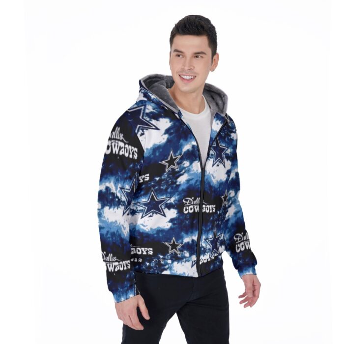 Dallas Cowboys Zubaz All-Over Print Men's Sherpa Fleece Zip Up Hoodie - Image 2