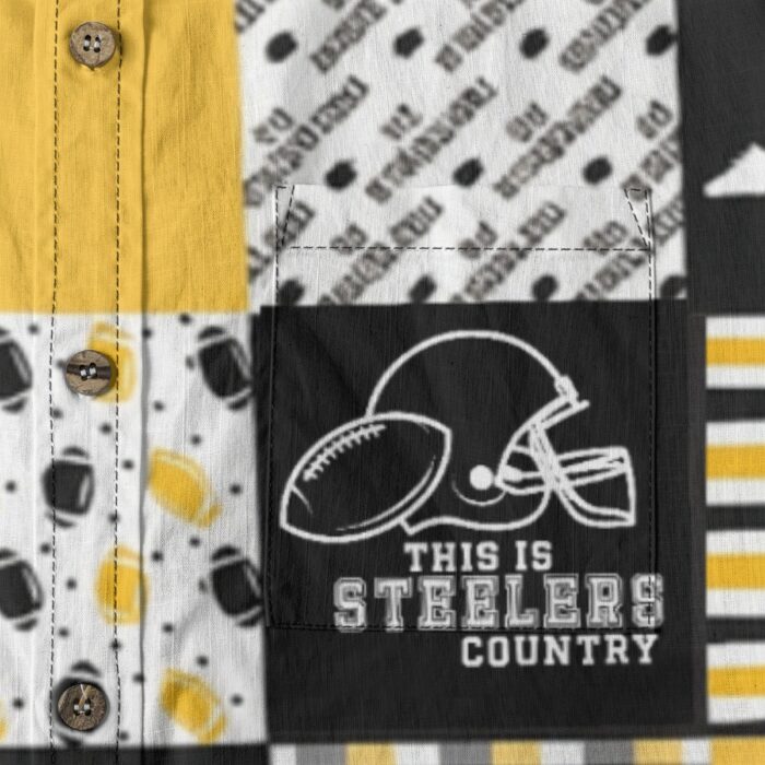 Pittsburgh Steelers All-Over Print Men's Casual Lapel Long Sleeve Shirt|125GSM Cotton - Image 1