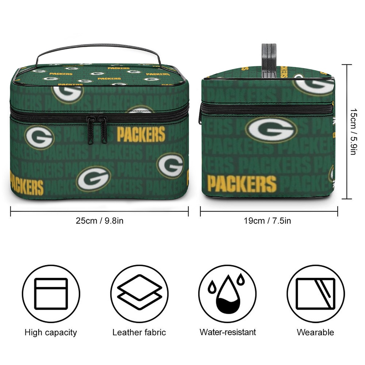 Green Bay Packers Large Capacity Toiletry Organizer Bag