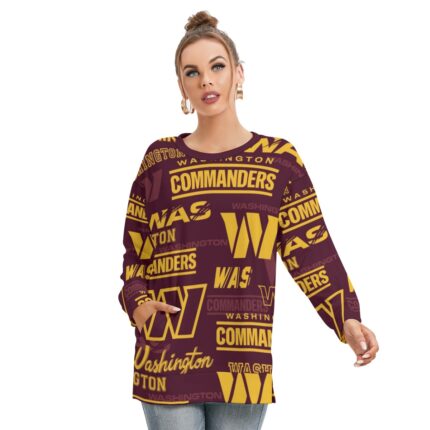 Washington Commanders Redskins Women's Side Split O-neck Sweatshirt