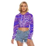 Buffalo Bills Zubaz All-Over Print Women's Crop Top Hoodie|Velvet - Image 2