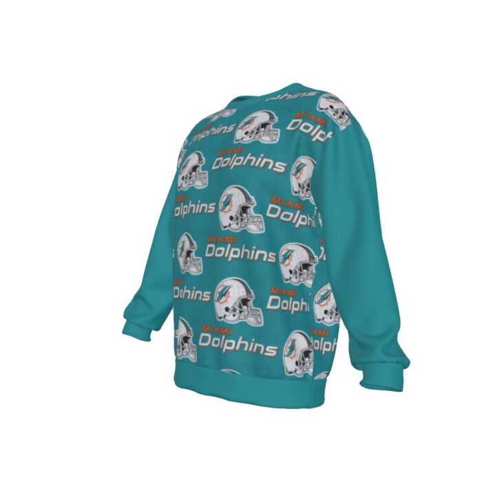 Miami Dolphins Zubaz All-Over Print Men's Drop Shoulder Round Neck Long-Sleeved Sweatshirt - Image 3