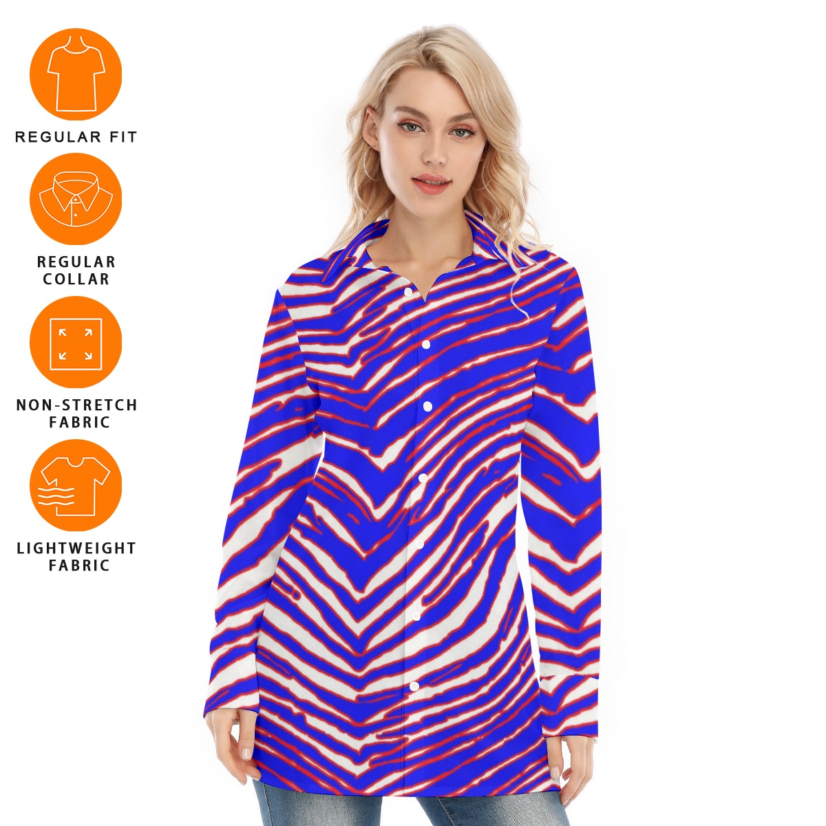 Buffalo Bills Zubaz All-Over Print Women's Long Shirt - Image 3