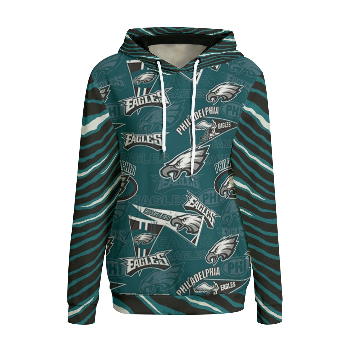 Philadelphia Eagles Zubaz All-Over Print Women's Pullover Hoodie | Interlock