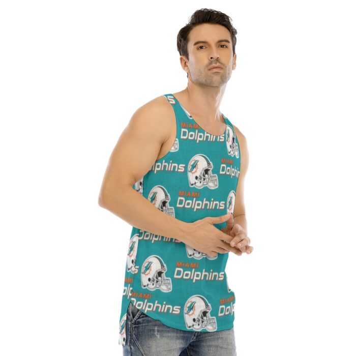 Miami Dolphins Zubaz All-Over Print Men's Curved Hem Long Tank Top - Image 4