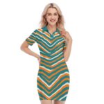 Miami Dolphins Zubaz All-Over Print Women's Polo Collar Dress - Image 3